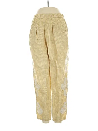 Pre-owned Anthropologie Linen Pants In Gold