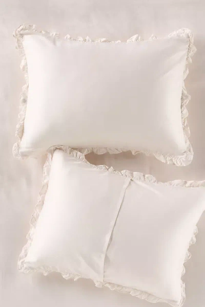 Anthropologie Lisbet Tencel Ruffle Shams, Set Of 2