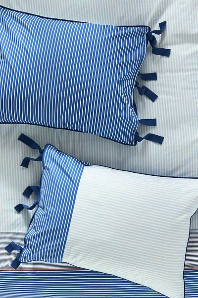Anthropologie Livia Cotton Stripe Printed Shams, Set Of 2 In Blue