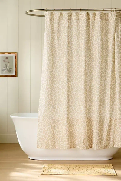 Anthropologie Lola Leopard Cotton Printed Shower Curtain In Sand