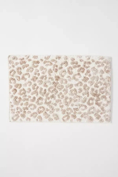 Anthropologie Lola Leopard Tufted Cotton Bath Mat In Neutral