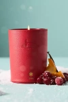 Anthropologie London Icon Embossed Fruity Mulled Berries Glass Candle In Red