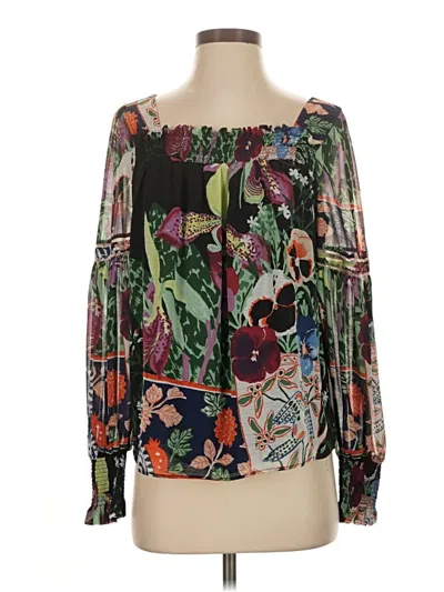 Pre-owned Anthropologie Long Sleeve Blouse In Black