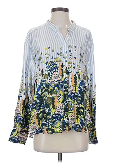 Pre-owned Anthropologie Long Sleeve Blouse In Blue