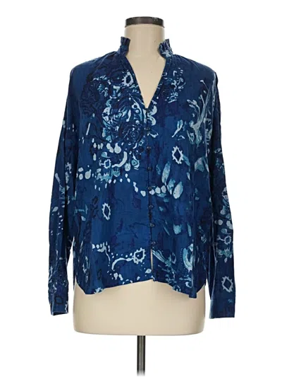 Pre-owned Anthropologie Long Sleeve Blouse In Blue