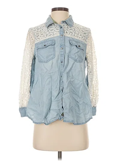 Pre-owned Anthropologie Long Sleeve Blouse In Blue