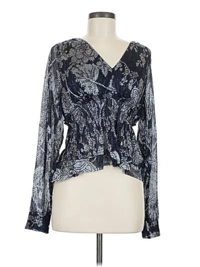 Anthropologie Long Sleeve Blouse In Blue