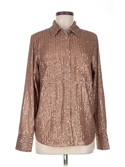 Pre-owned Anthropologie Long Sleeve Blouse In Brown