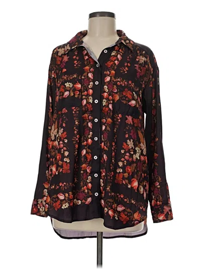 Pre-owned Anthropologie Long Sleeve Blouse In Burgundy