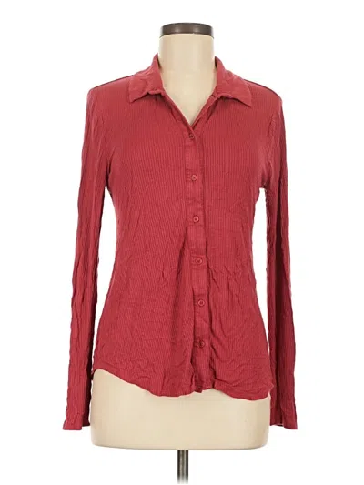 Pre-owned Anthropologie Long Sleeve Blouse In Burgundy