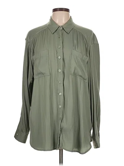 Pre-owned Anthropologie Long Sleeve Blouse In Green