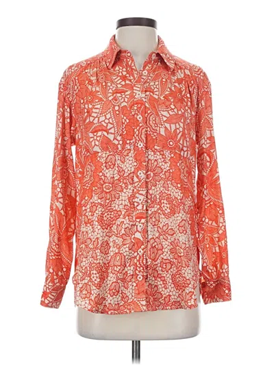 Pre-owned Anthropologie Long Sleeve Blouse In Orange