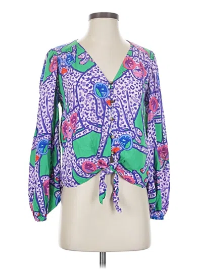 Pre-owned Anthropologie Long Sleeve Blouse In Purple