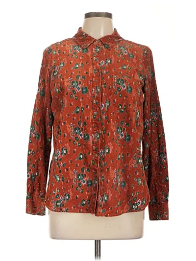 Pre-owned Anthropologie Long Sleeve Blouse In Red