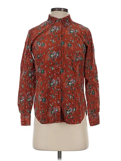 Pre-owned Anthropologie Long Sleeve Blouse In Red