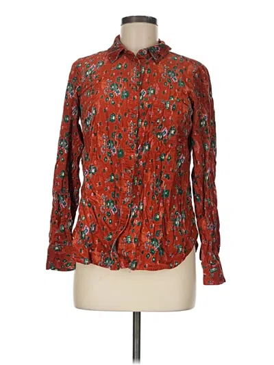 Pre-owned Anthropologie Long Sleeve Blouse In Red
