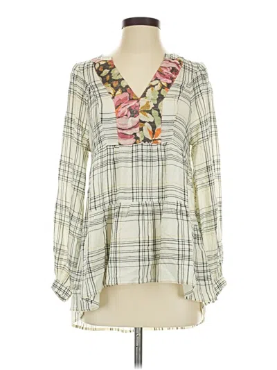 Pre-owned Anthropologie Long Sleeve Blouse In White