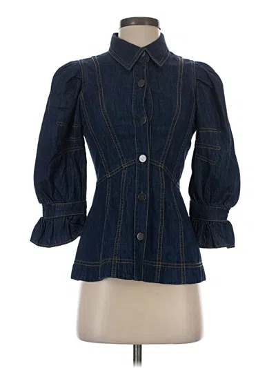 Pre-owned Anthropologie Long Sleeve Button Down Shirt In Blue