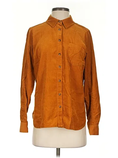 Pre-owned Anthropologie Long Sleeve Button Down Shirt In Brown