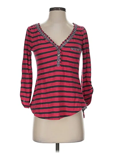 Pre-owned Anthropologie Long Sleeve Henley Shirt In Red