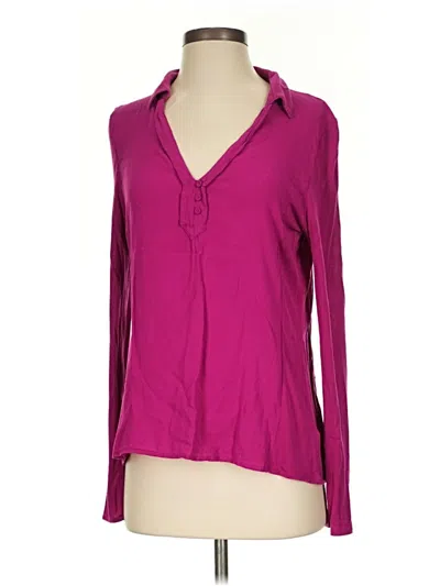 Pre-owned Anthropologie Long Sleeve Polo In Purple