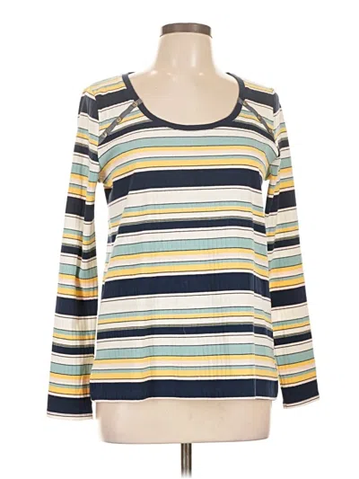 Pre-owned Anthropologie Long Sleeve Top Blue Scoop Neck Tops