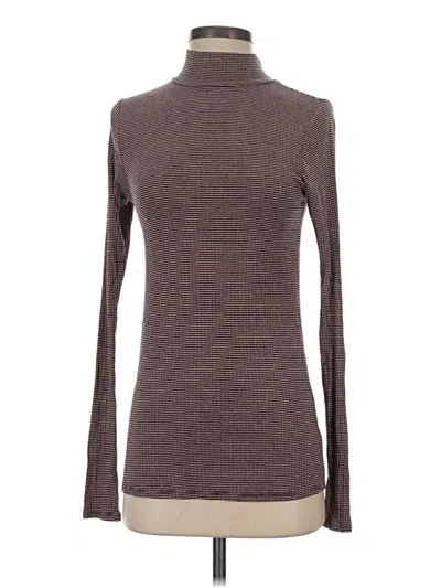 Pre-owned Anthropologie Long Sleeve Top Brown Turtleneck Tops