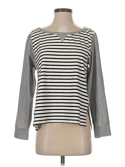 Pre-owned Anthropologie Long Sleeve Top Gray Boatneck Tops