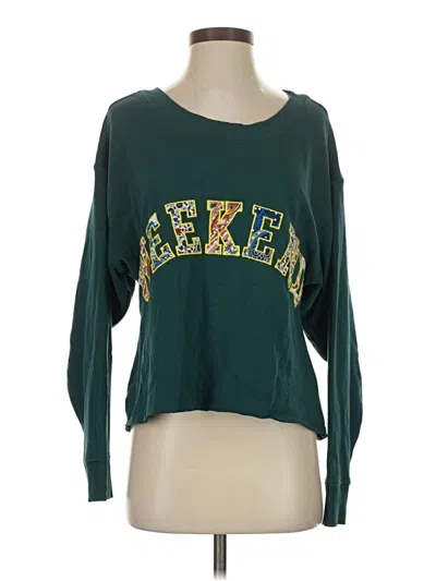 Pre-owned Anthropologie Long Sleeve Top Green Crew Neck Tops