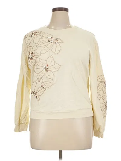 Pre-owned Anthropologie Long Sleeve Top Ivory Crew Neck Tops