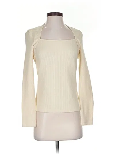 Pre-owned Anthropologie Long Sleeve Top Ivory Square Neckline Tops In White