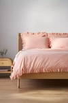 Anthropologie Loren Embroidered Percale Duvet Cover In Pink