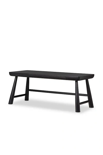 Anthropologie Lorik Rustic Acacia Wood Built-in Drawers Desk In Black