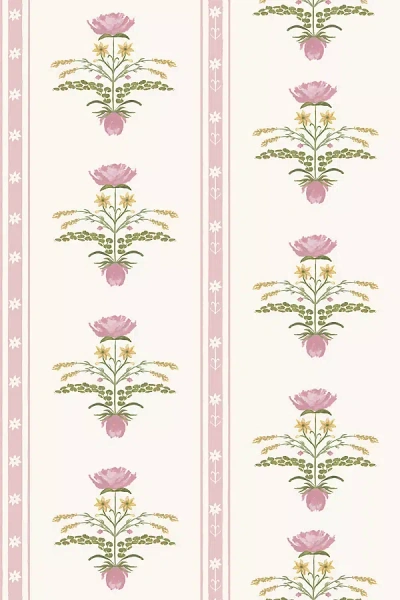 Anthropologie Lotus Garden Floral Peel-and-stick Wallpaper In Pink