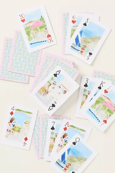 Anthropologie Loulou Baker Watercolor Dog Playing Cards In Brown