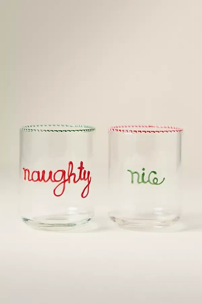 Anthropologie Love Notes Naughty/nice Juice Glass, Set Of 2 In Multi