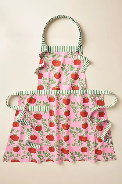 Anthropologie Luca Block Print Apron In Pink