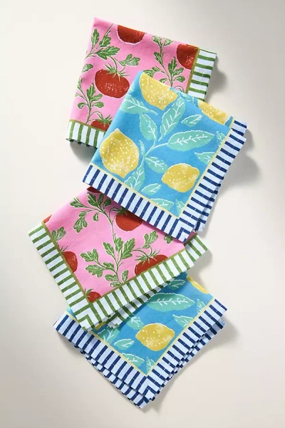Anthropologie Luca Block Print Napkins, Set Of 4 In Multi