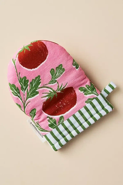 Anthropologie Luca Block Print Oven Mitt In Pink