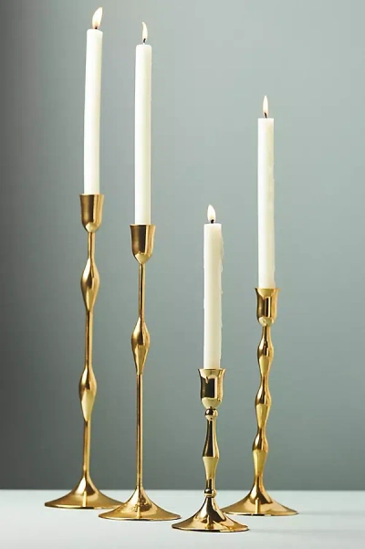 Anthropologie Luce Metal Candle Holder In Gold