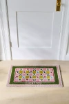 Anthropologie Lucky You Checkered Coir Printed Doormat In Multi