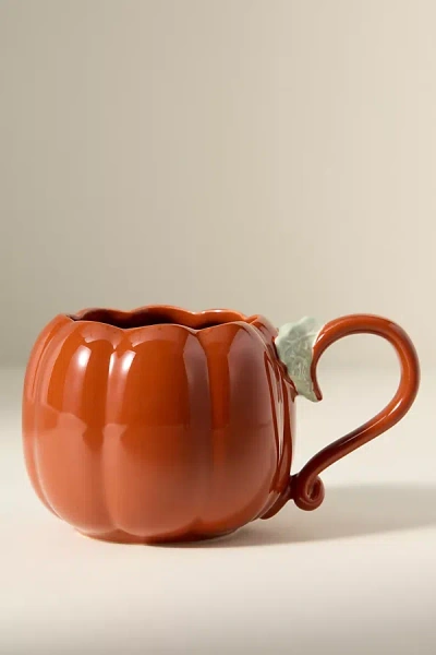 Anthropologie Lucy Figural Pumpkin Glazed Stoneware Mug