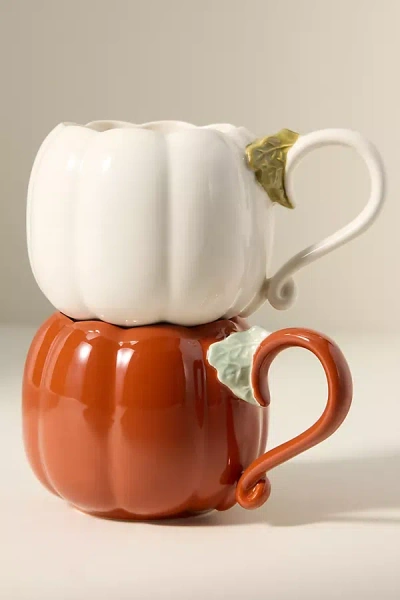 Anthropologie Lucy Figural Pumpkin Glazed Stoneware Mug