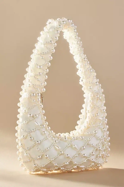 Anthropologie Lucy Satin Pearl Handbag In White