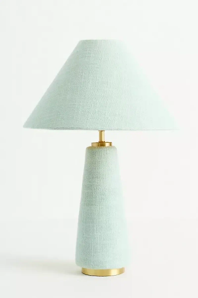Anthropologie Lulu Linen Table Lamp In Green