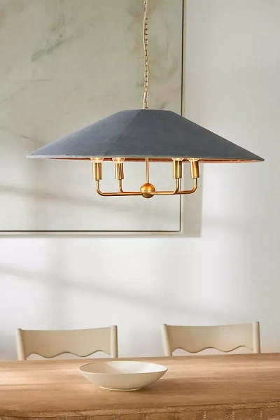Anthropologie Lulu Velvet Chandelier In Gray
