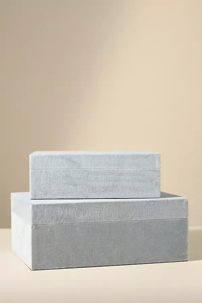 Anthropologie Lulu Velvet Covered Boxes, Set Of 2