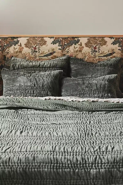 Anthropologie Lustered Velvet Alastair Quilt