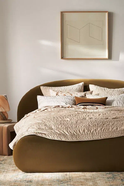 Anthropologie Lustered Velvet Alastair Quilt In Brown