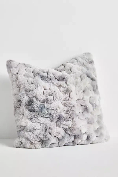 Anthropologie Luxe Faux Fur Pillow In Gray